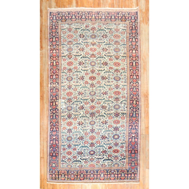 Antique Zabihi Collection Ivory Field Persian Bidjar Gallery Rug - 5'9" x 11' For Sale - Image 10 of 12