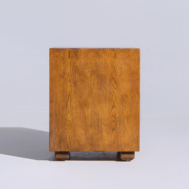 Henredon Henredon Campaign Mid Century Oak and Brass Nightstand For Sale - Image 4 of 8