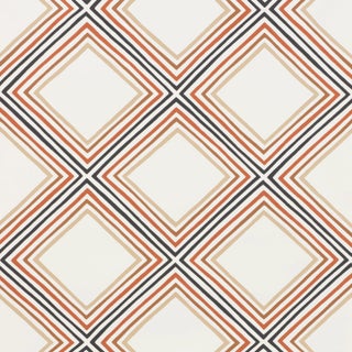 Sample - Schumacher X Vera Neumann Square Dance Wallpaper in Brown For Sale