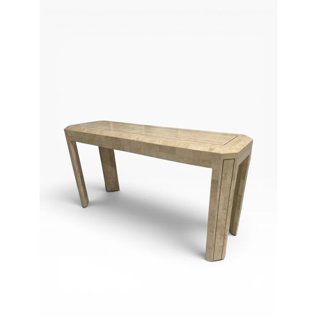 Maitland - Smith 1980s Maitland-Smith Tessellated Stone Console With Brass Inlay Accents For Sale - Image 4 of 13