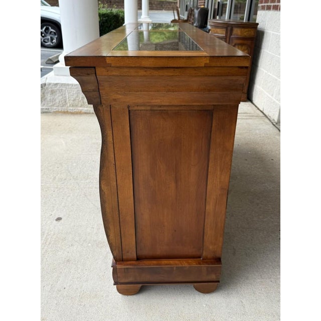 Traditional Wood Buffet With Stone-Inset Top and Wine Storage For Sale - Image 9 of 17