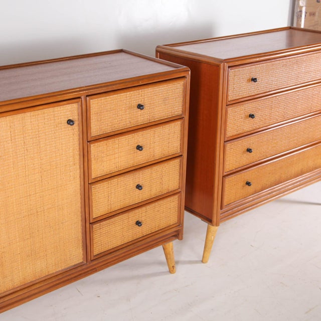 Raffia and Wood Chests of Drawers, 1970s, Set of 2 For Sale - Image 14 of 18