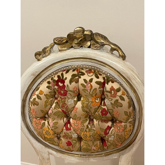 Vintage Regency Cut Velvet Distressed Dining Chair For Sale - Image 4 of 8