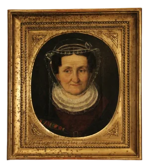 Biedermeier Portrait of an Woman, 19th Century, Oil on Canvas, Framed