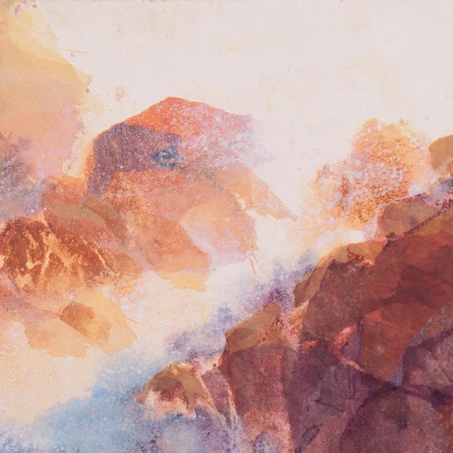 Paper 'Surf and Rocks at Sunset' by Carol Sideman, Oakland College of Arts and Crafts, Oakland Museum For Sale - Image 7 of 10