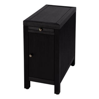 Nora 12 in. W Rectangular Wood 1 Door Narrow End Table with Pull-Out Tray, Antique Coffee For Sale