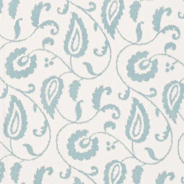 Sample- Schumacher Malacca Ikat Vine Fabric in Lake For Sale