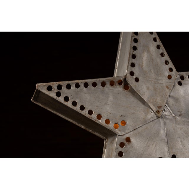 Industrial Vintage Punched Tin Figural Lighted Star Sign For Sale - Image 3 of 10