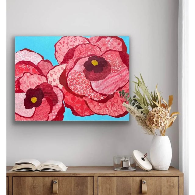 "Poppies Forever" Contemporary Original Abstract Botanical Mixed-Media Collage by Tracy Allegro For Sale - Image 4 of 11