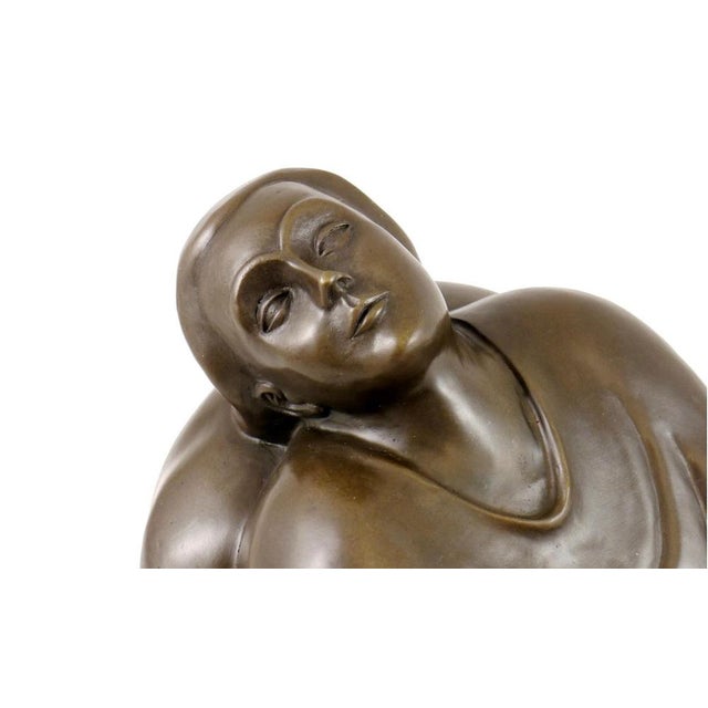 Brown Dreaming Woman, 20th Century, Bronze For Sale - Image 8 of 9