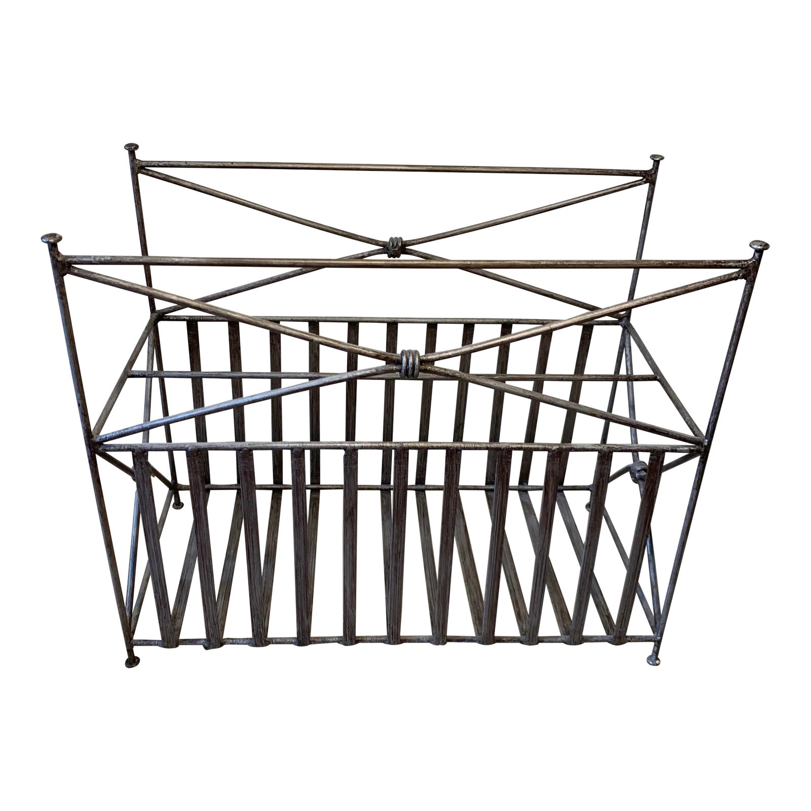 Hollywood Regency Style Metal Magazine Rack | Chairish