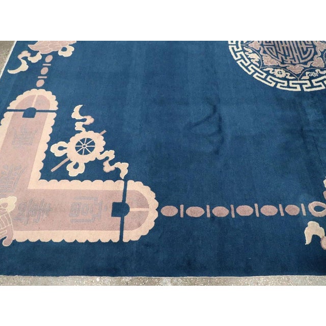 Galerie Shabab Collection Late 20th Century Handmade Chinese Peking Room Size Carpet in Blue and Mauve For Sale - Image 9 of 10