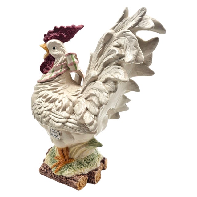 Farmhouse Kaldun & Bogle Large Hand-Painted Ceramic Rooster Figurine, Country Farmhouse Style For Sale - Image 3 of 13