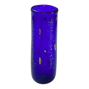 Collector's Edition Murano Style Cobalt Blue Vase With Millefiori Flowers and Aventurine Gold Flecks
