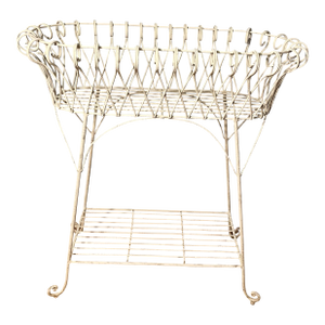 White Shabby French Iron Jardinière Plant Stand Garden Patio