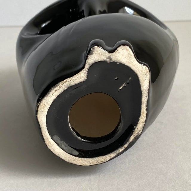Ceramic Mid Century Modern 1960s Black Ceramic Owl Statue For Sale - Image 7 of 8