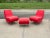Fun and playful scoop lounge chairs with matching ottoman and chrome legs. Ottoman 20”W 18”D 16.5”H