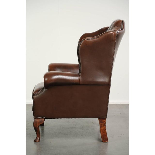 2000 - 2009 Chesterfield Wing Chair in Cowhide Leather For Sale - Image 5 of 13