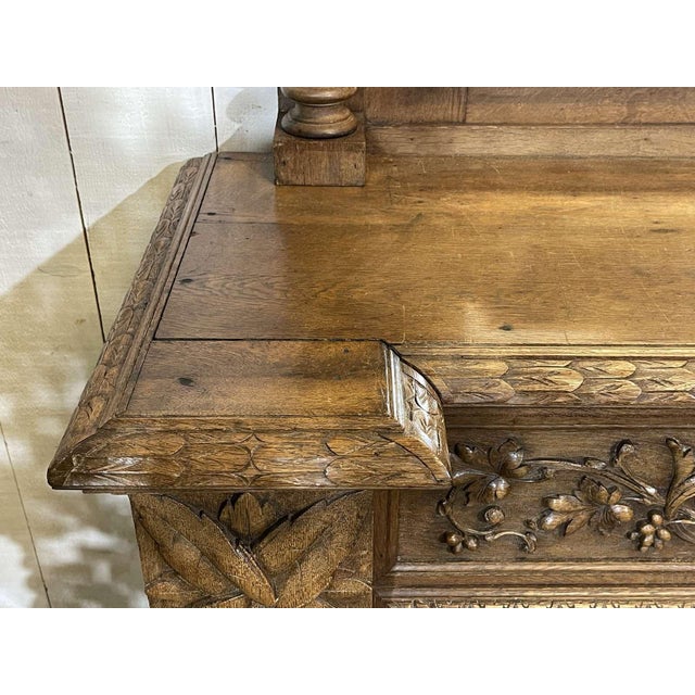 Early 20th Century Louis XIII Oak Fireplace and Overmantel For Sale - Image 9 of 14