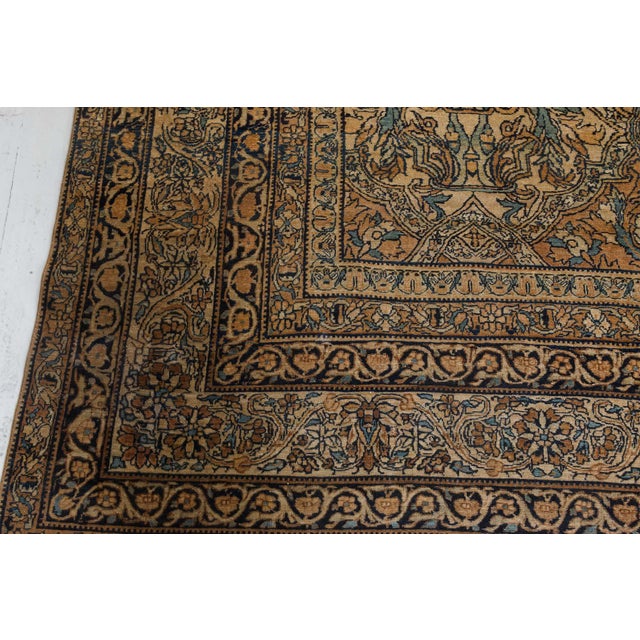 Late 19th Century Authentic 19th Century Persian Kirman Handmade Wool Rug For Sale - Image 5 of 8
