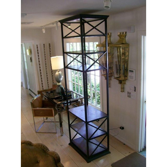 Tall Rustic Iron & Wood Ètagerè w/ Six Fixed Shelves For Sale In New York - Image 6 of 6