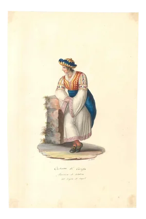 Costume di Carafa - Original Watercolor by M. De Vito - 1820 ca. 1820 c.a.