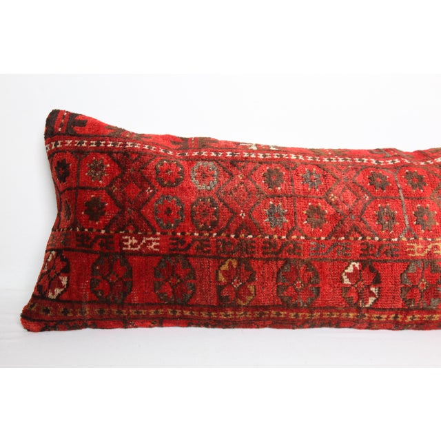 Antique Handwoven Tribal Wool Throw Lumbar Pillow Cushion -16'' X 46'' For Sale In Tampa - Image 6 of 10
