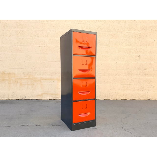 1960s Steel File Cabinet With Pressed Handles, Refinished ...