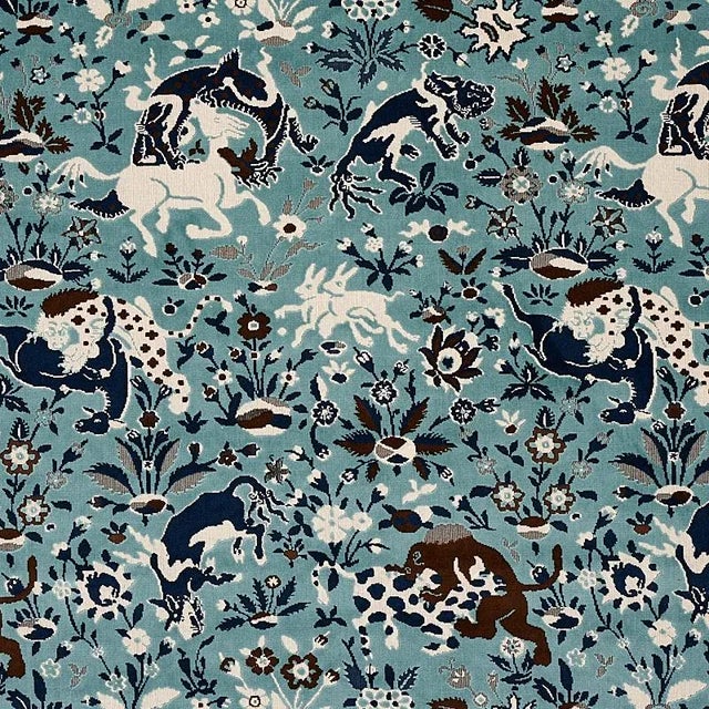 Sample- Schumacher Saint Ambrose Velvet Fabric in Cadet For Sale