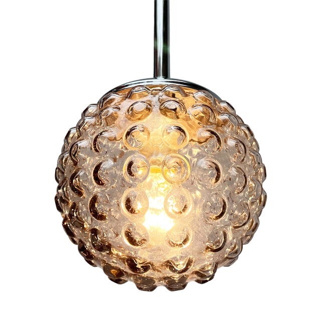 Vintage German Space Age Glass Ball Pendant Lamps by Rolf Krüger for Staff, 1970s, Set of 4 For Sale