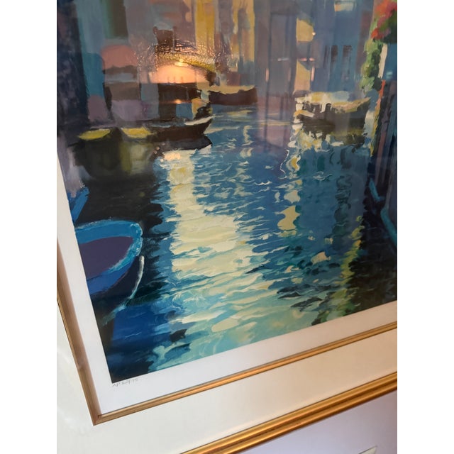 Wood 1992 Howard Behrens "Morning in Venice" Framed Signed Serigraph on Paper For Sale - Image 7 of 11