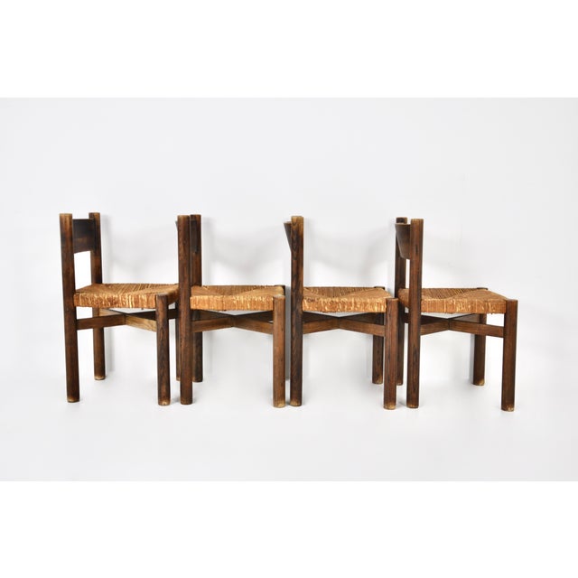 Meribel Chairs attributed to Charlotte Perriand for Steph Simon, 1950s, Set of 4 For Sale - Image 6 of 12