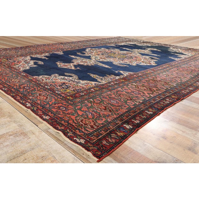 Textile Late 19th Century 1890's Antique Persian Hamadan Rug - 11'09 X 15'07 For Sale - Image 7 of 9