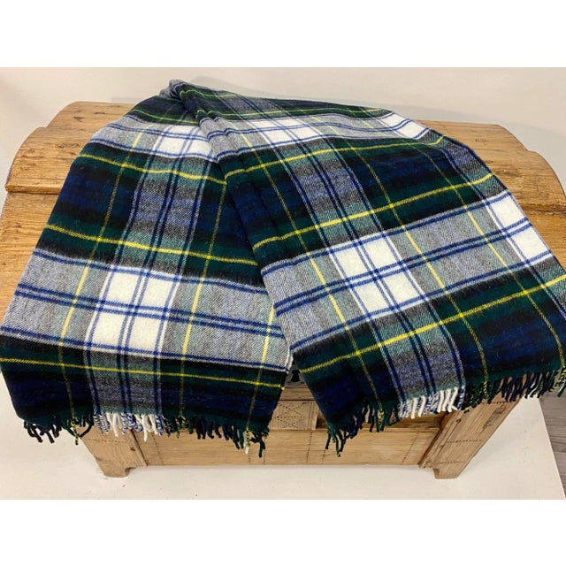 English Traditional Gordon Tartan Plaid Throw Made From Super Soft Merino Lambswool - From England For Sale - Image 3 of 13