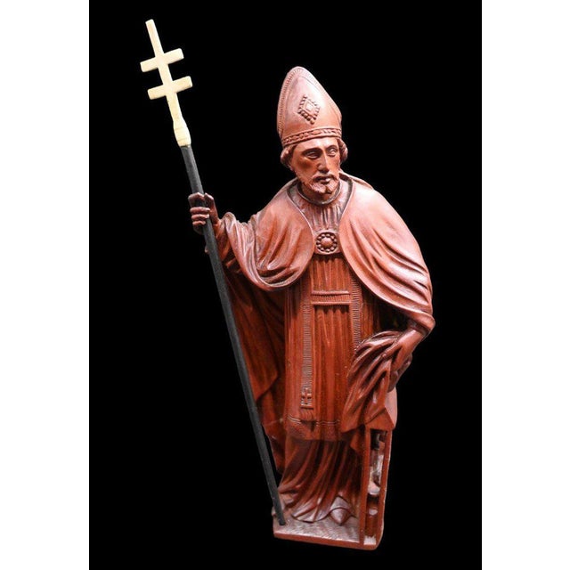 Carved Boxwood Statue of Saint Eloi For Sale - Image 9 of 9