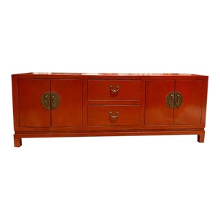 1980s Vintage Asian Red Cabinet For Sale