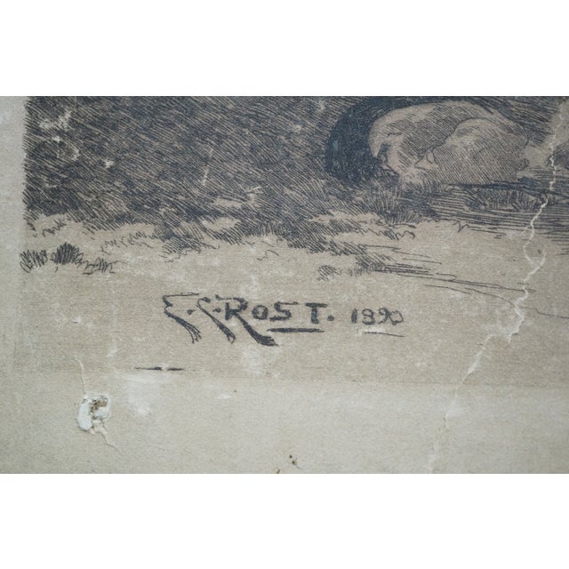 Antique Ernest C Rost Budds Lake New Jersey Eagles Cove Etching 28" For Sale - Image 9 of 13