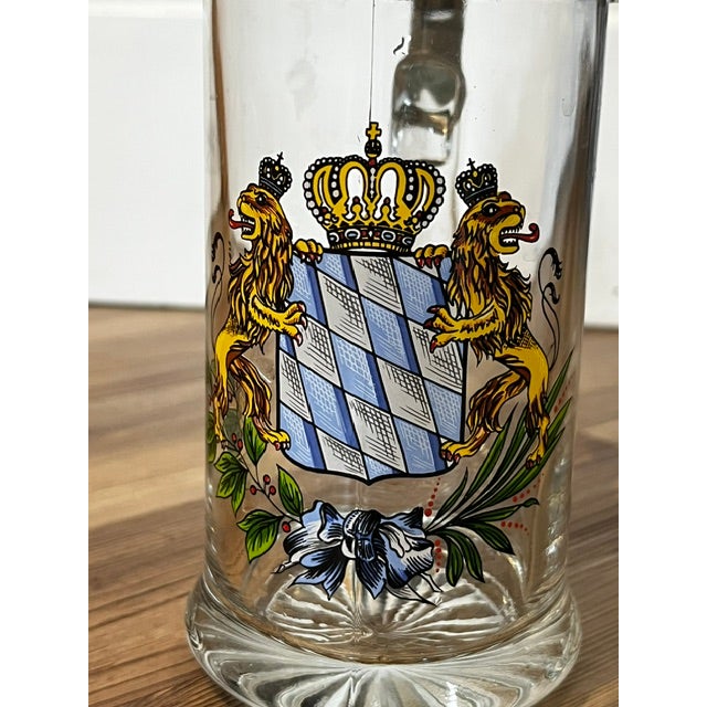 Late 20th Century Mid Century Modern German Deckel Rein-Zinn Pewter Lid Lion Crest Crystal Stein Lid For Sale - Image 9 of 12