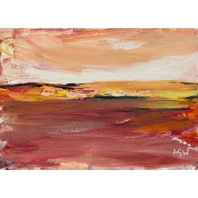Contemporary Amber Glow - Miniature Abstract Landscape Art Study by Contemporary Artist 2025 For Sale - Image 3 of 15