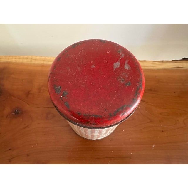 Vintage Farmhouse Style “Salt” Tin Canister With Red Lid For Sale - Image 4 of 4