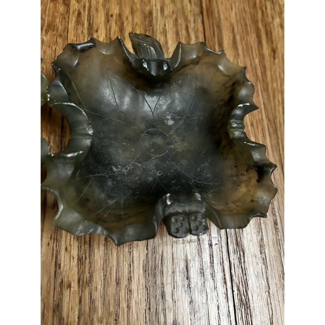 Antique Chinese Natural Agate Carved Inkwell / Brush Washer-Lotus Flower Catchall Vessels For Sale - Image 9 of 13