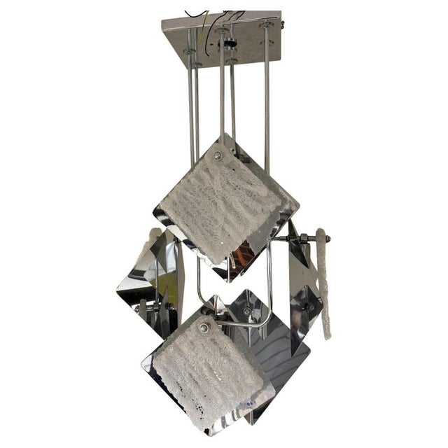 Modernist Geometric 6-Light Chandelier attributed to Angelo Brotto for Esperia, 1970s For Sale - Image 10 of 10