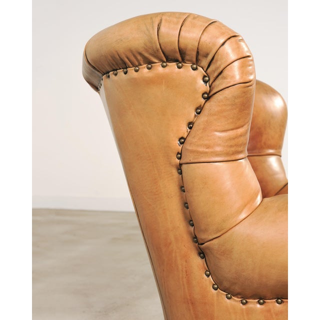 Ralph Lauren Leather Writer's Chair With Matching Ottoman For Sale - Image 11 of 18