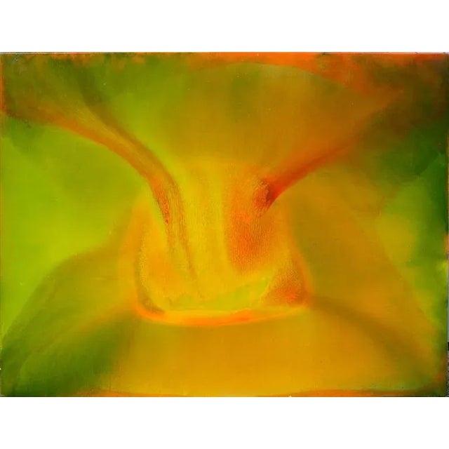 Wonderful large scale abstract painting on canvas on wood panel titled "Eruption", painting is wrapped around the edges....