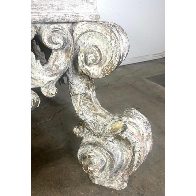 Mid 20th Century Monumental Painted Rococo Style Coffee Table W/ Marble Top For Sale - Image 5 of 15