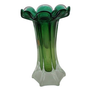 Ruby Glass Green Vase, 1960s For Sale