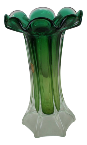 Ruby Glass Green Vase, 1960s