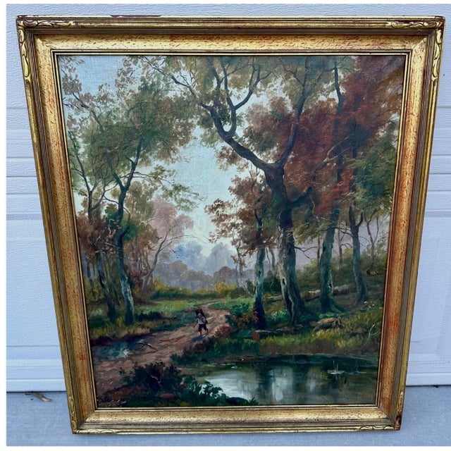 19th Century Hudson River School Style Landscape Oil Painting Attributed to Andrew W. Warren For Sale - Image 15 of 18
