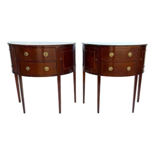 Baker Hepplewhite Style Demilune Cabint Set of 2 For Sale
