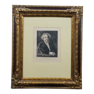 Antique French Victorian Salon De 1877 Carrier Belleuse Portrait Etching 27"
